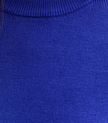 Bright Blue Ribbed Knit Crew Neck Jumper