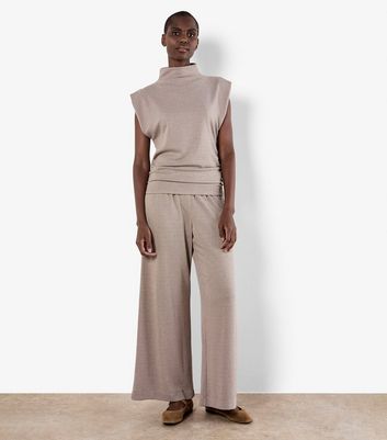 Apricot Stone Dogtooth Elasticated Waist Trousers