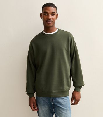 Dark Khaki Oversized Crew Neck Sweatshirt
