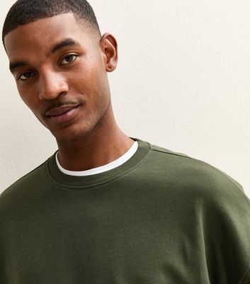 Dark Khaki Oversized Crew Neck Sweatshirt
