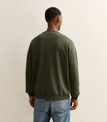 Dark Khaki Oversized Crew Neck Sweatshirt 4 Dark Khaki Oversized Crew Neck Sweatshirt