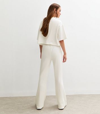 Girls Cream Seam Front Flared Joggers 4 Girls Cream Seam Front Flared Joggers