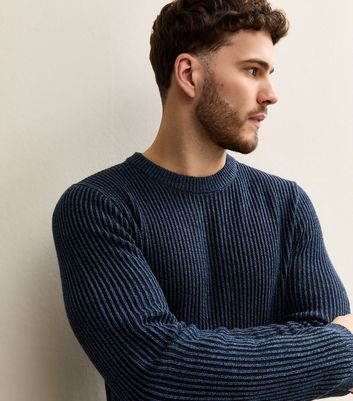 Jack & Jones Navy Regular Ribbed Jumper