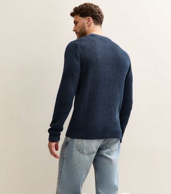 Jack & Jones Navy Regular Ribbed Jumper 4 Jack & Jones Navy Regular Ribbed Jumper