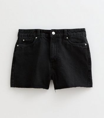 Black Frayed Raw Hem Denim Shorts 7 Black Frayed Raw Hem Denim Shorts