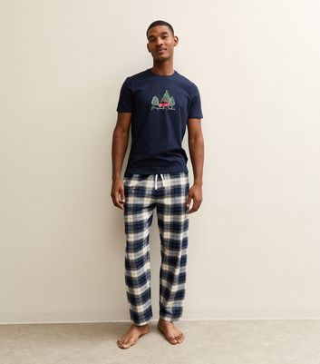 Navy Christmas Print Top and Bottoms Pyjama Set