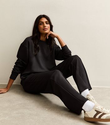 Black Elasticated Waist Premium Wide Leg Joggers 3 Black Elasticated Waist Premium Wide Leg Joggers