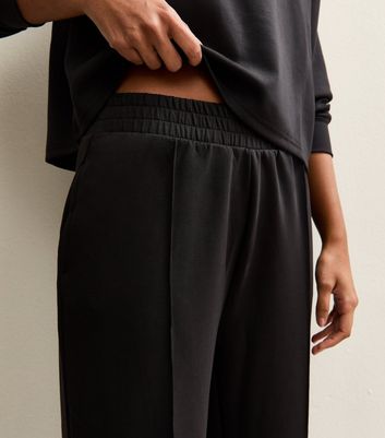 Black Elasticated Waist Premium Wide Leg Joggers 5 Black Elasticated Waist Premium Wide Leg Joggers