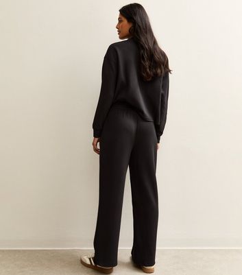 Black Elasticated Waist Premium Wide Leg Joggers 7 Black Elasticated Waist Premium Wide Leg Joggers