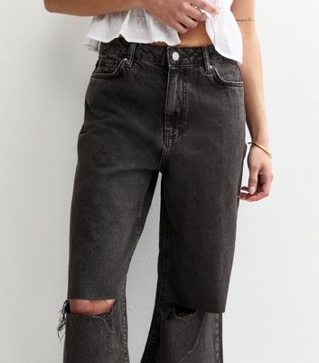 Black Ripped Knee Adalae Wide Leg Jeans 6 Black Ripped Knee Adalae Wide Leg Jeans