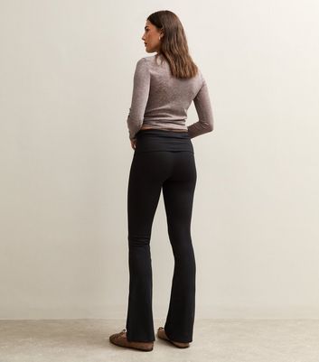 Black Foldover Waist Kickflare Leggings