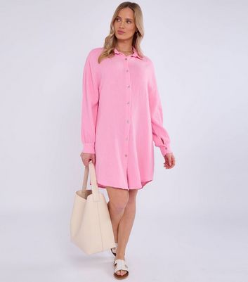 Gini London Pink Textured Oversized Shirt