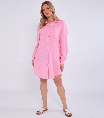Gini London Pink Textured Oversized Shirt