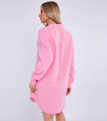 Gini London Pink Textured Oversized Shirt