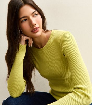 Bright Green Ribbed Crew Neck Jumper