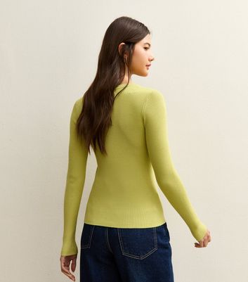 Bright Green Ribbed Crew Neck Jumper