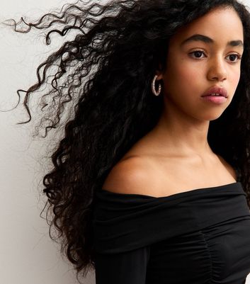 Girls Black Ruched Bandeau Dress 3 Girls Black Ruched Bandeau Dress