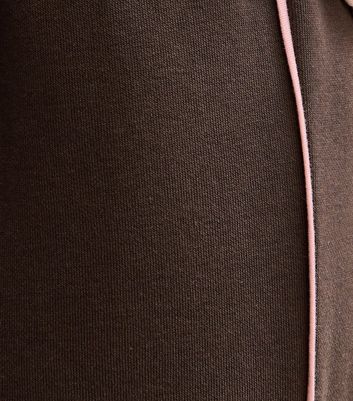 Brown Side Stripe Wide Leg Joggers