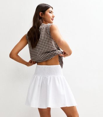 White Linen Look Mini Skirt