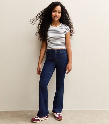 Girls Blue Low Rise Flared Jeans