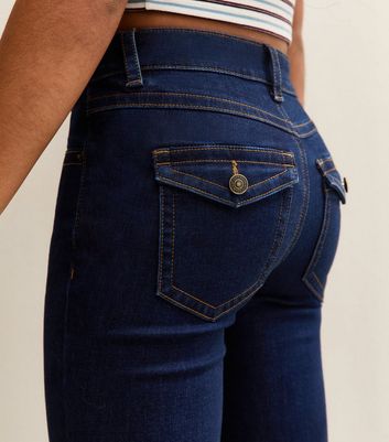 Girls Blue Low Rise Flared Jeans