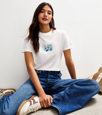 White Blueberry Print T-Shirt