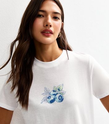 White Blueberry Print T-Shirt