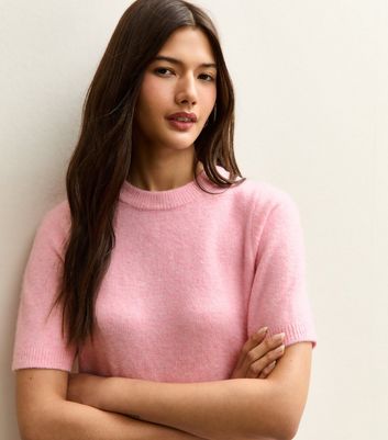 Pink Short Sleeve Midweight Knit T-Shirt