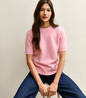 Pink Short Sleeve Midweight Knit T-Shirt