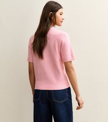 Pink Short Sleeve Midweight Knit T-Shirt