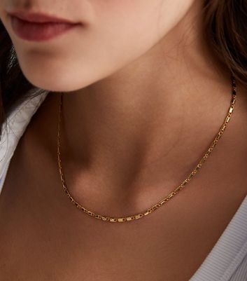 18ct Gold Plated Flat Chain Necklace