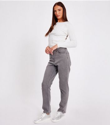 QUIZ White Ribbed Embellished Long Sleeve Top