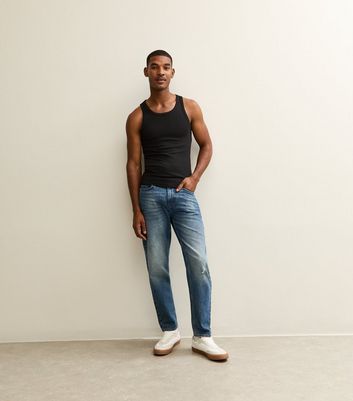 Black Muscle Fit Ribbed Jersey Vest