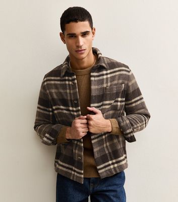 Brown Regular Fit Long Sleeve Checked Over Shirt