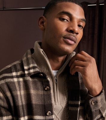 Brown Regular Fit Long Sleeve Checked Over Shirt