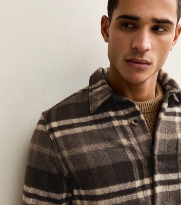 Brown Regular Fit Long Sleeve Checked Over Shirt 3 Brown Regular Fit Long Sleeve Checked Over Shirt