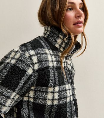 Black Checked Borg Jacket