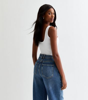 White Slinky Scoop-Neck Stretch Bodysuit