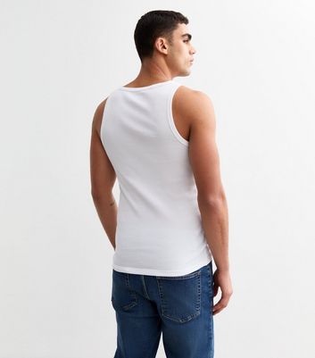 2 Pack White Slim Ribbed Cotton Vest Tops