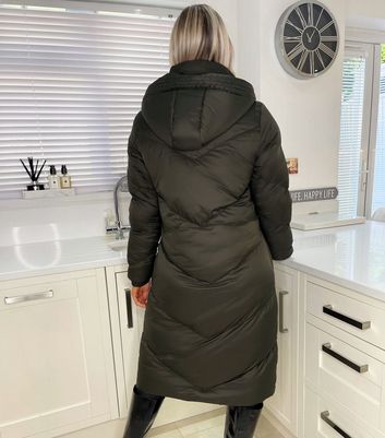 AX Paris Khaki Quilted Hooded Long Puffer Jacket 3 AX Paris Khaki Quilted Hooded Long Puffer Jacket