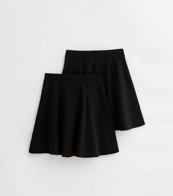 Girls Pack of 2 Black Jersey School Skater Skirts 5 Girls Pack of 2 Black Jersey School Skater Skirts