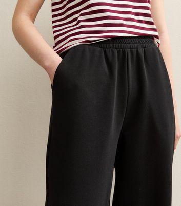 Black Tapered Wide Leg Joggers