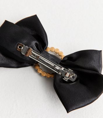 Black Circle Pearl Satin Bow Slide 3 Black Circle Pearl Satin Bow Slide