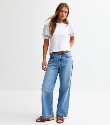 White Crochet Trim Puff Sleeve tee