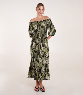 Blue Vanilla Green Bardot Maxi Dress