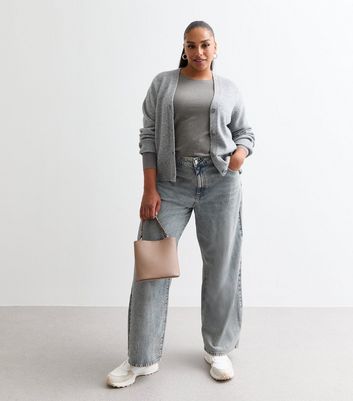 Curves Grey Crew Neck Long Sleeve Top