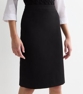 Girls Black Adjustable Waist Pencil School Skirt