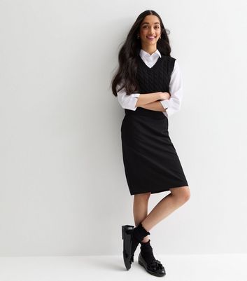 Girls Black Adjustable Waist Pencil School Skirt 3 Girls Black Adjustable Waist Pencil School Skirt