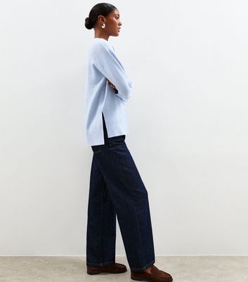 Light Blue Knitted Side Split Jumper