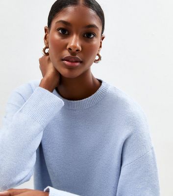 Light Blue Knitted Side Split Jumper